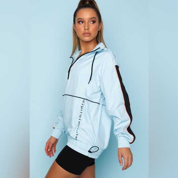 White Fox Skylar Windbreaker Sky Blue Womens XS Hooded Lightweight 1/4 Zip - Picture 5 of 7